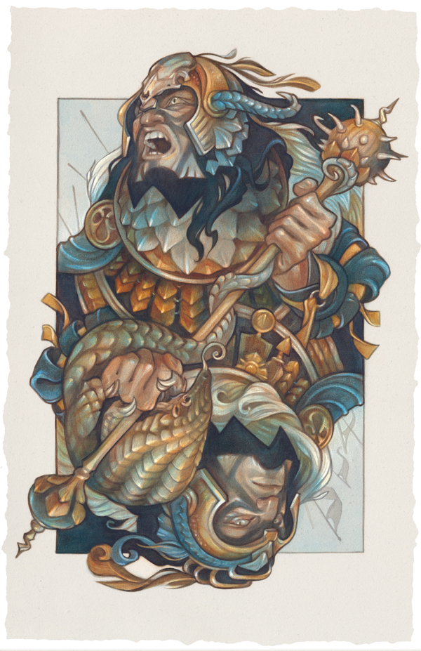 King of Clubs, The Wicked Kingdom deck: Illustrated Playing Cards. art by Wylie Beckert